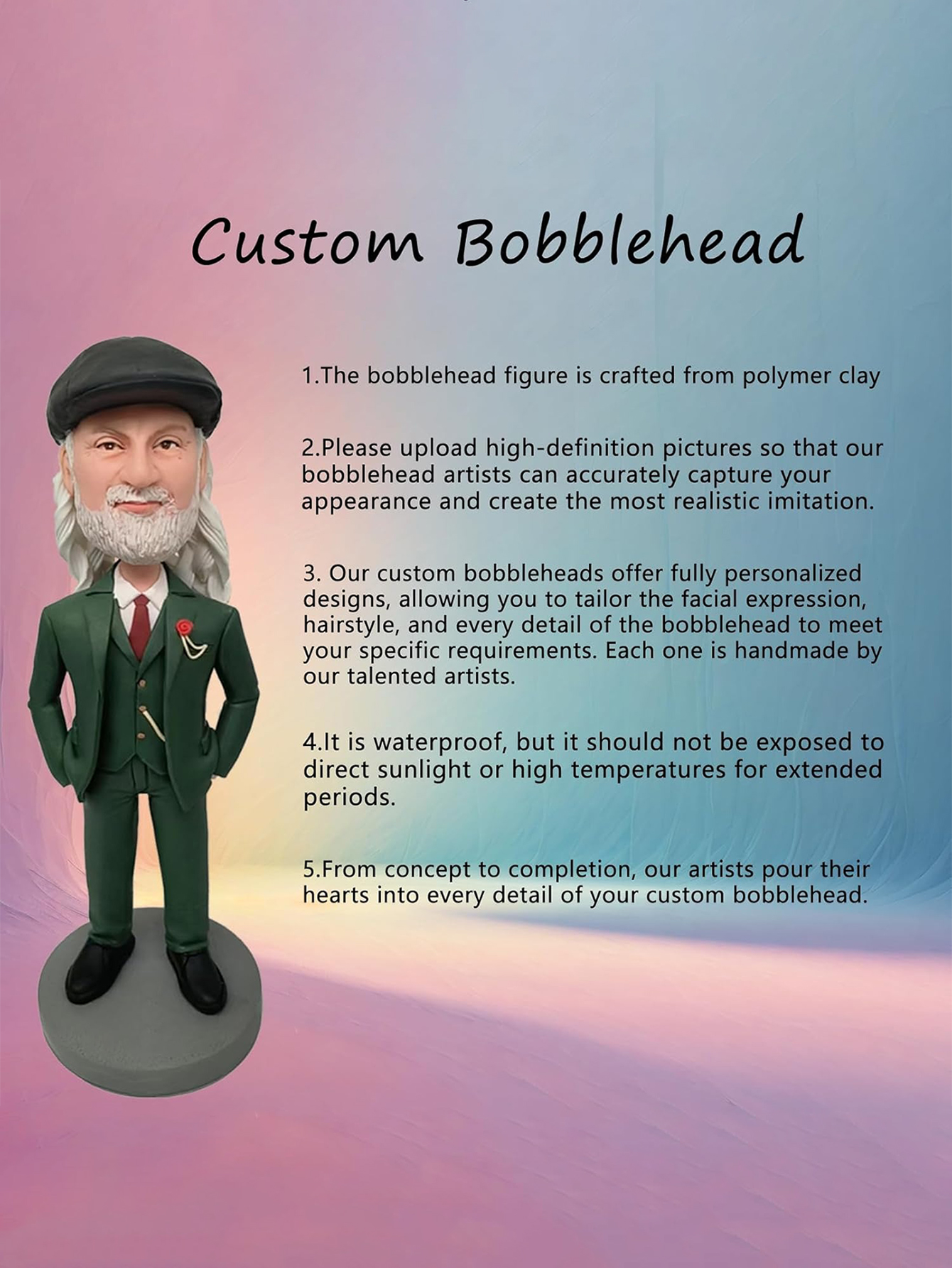 Custom Bobblehead Dolls - Hand-Carved Figurines for Birthdays/Anniversaries